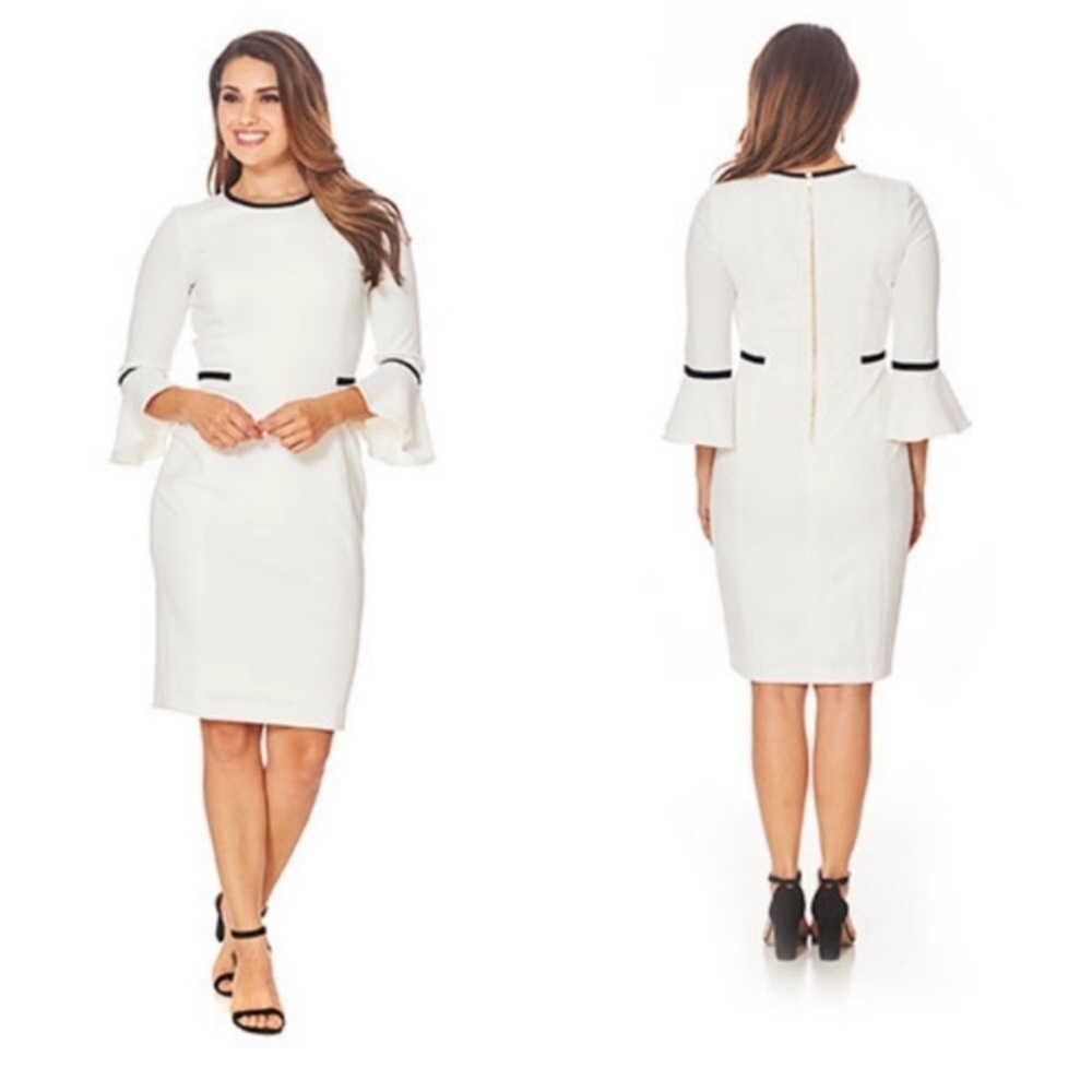 Calvin Klein Bell Sleeve Pipe Sheath Dress Size 4